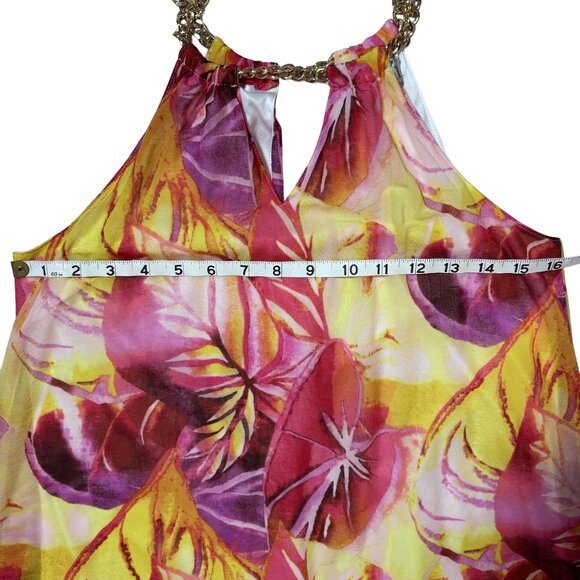 Womens Size PS Tropical Sleeveless Halter High Low Dress With Chain Neckline - Picture 6 of 11